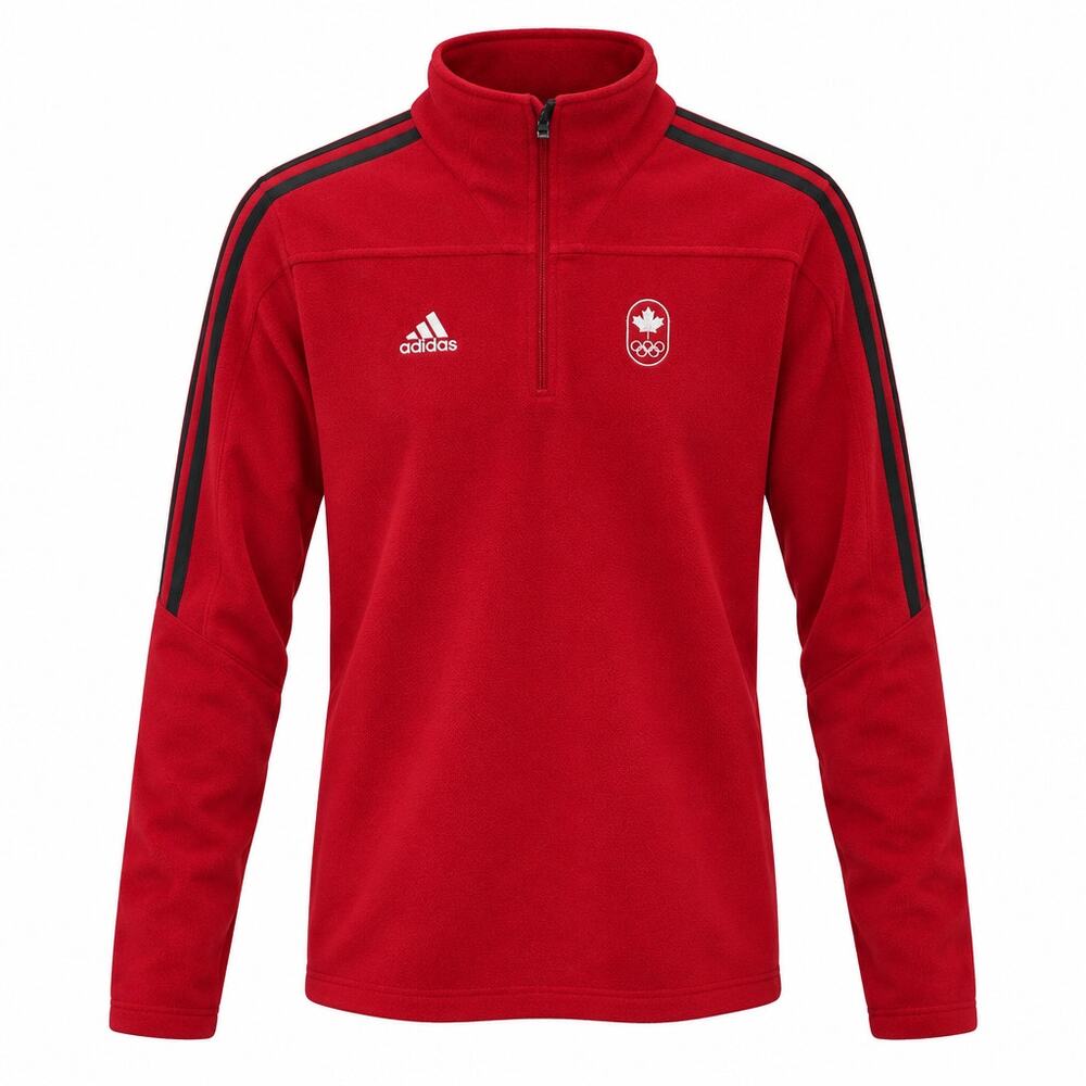 Official Adidas 2013 Team Canada Olympic Fleece 1/4 Zip Pullover Red Medium